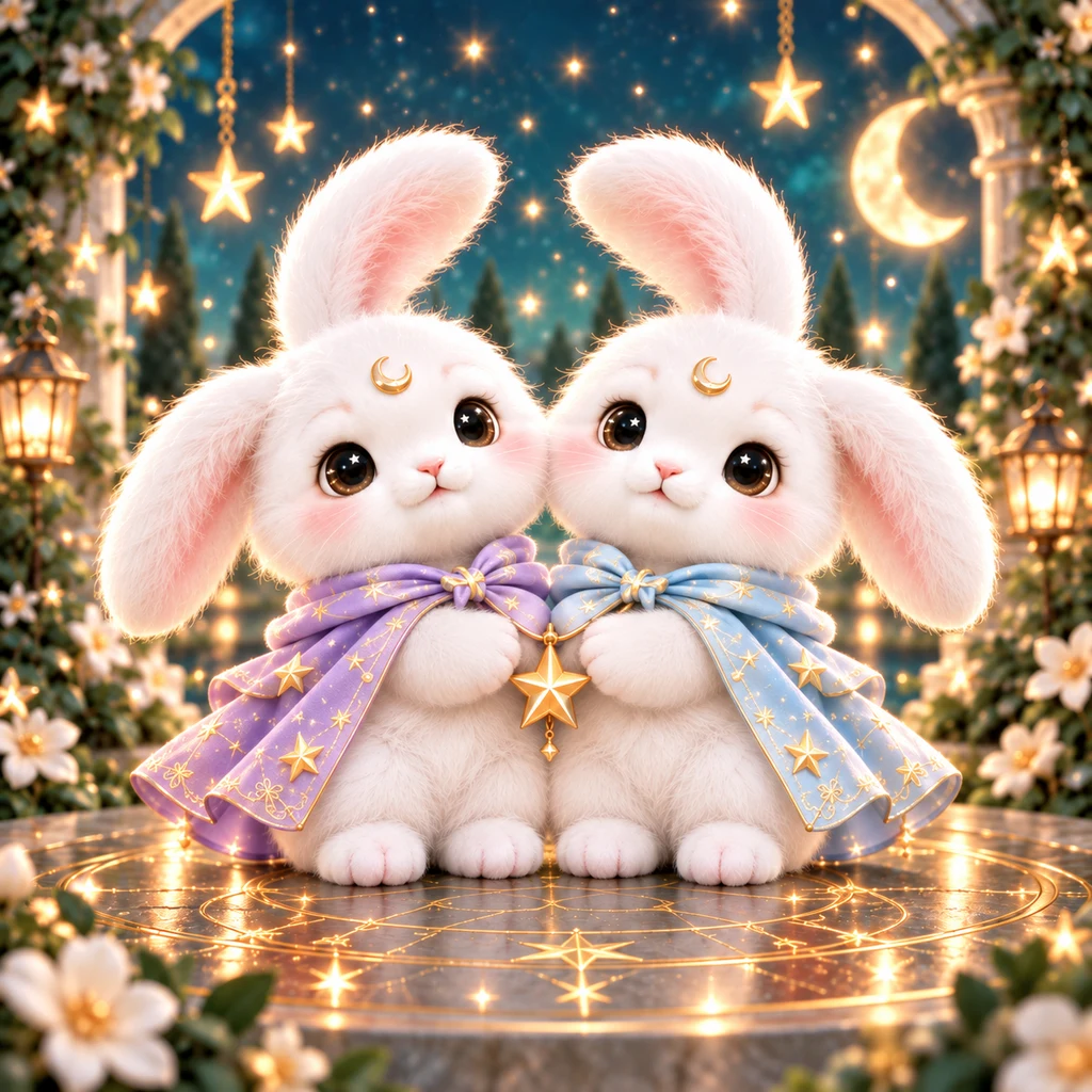 ヨミカガミのふたご座のうさぎ。星座をモチーフにした衣装の白いうさぎ